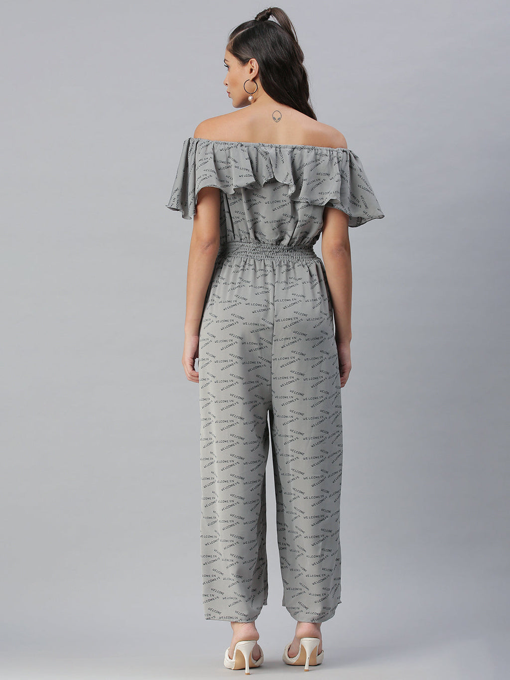 Women's Grey Printed Culotte Jumpsuit