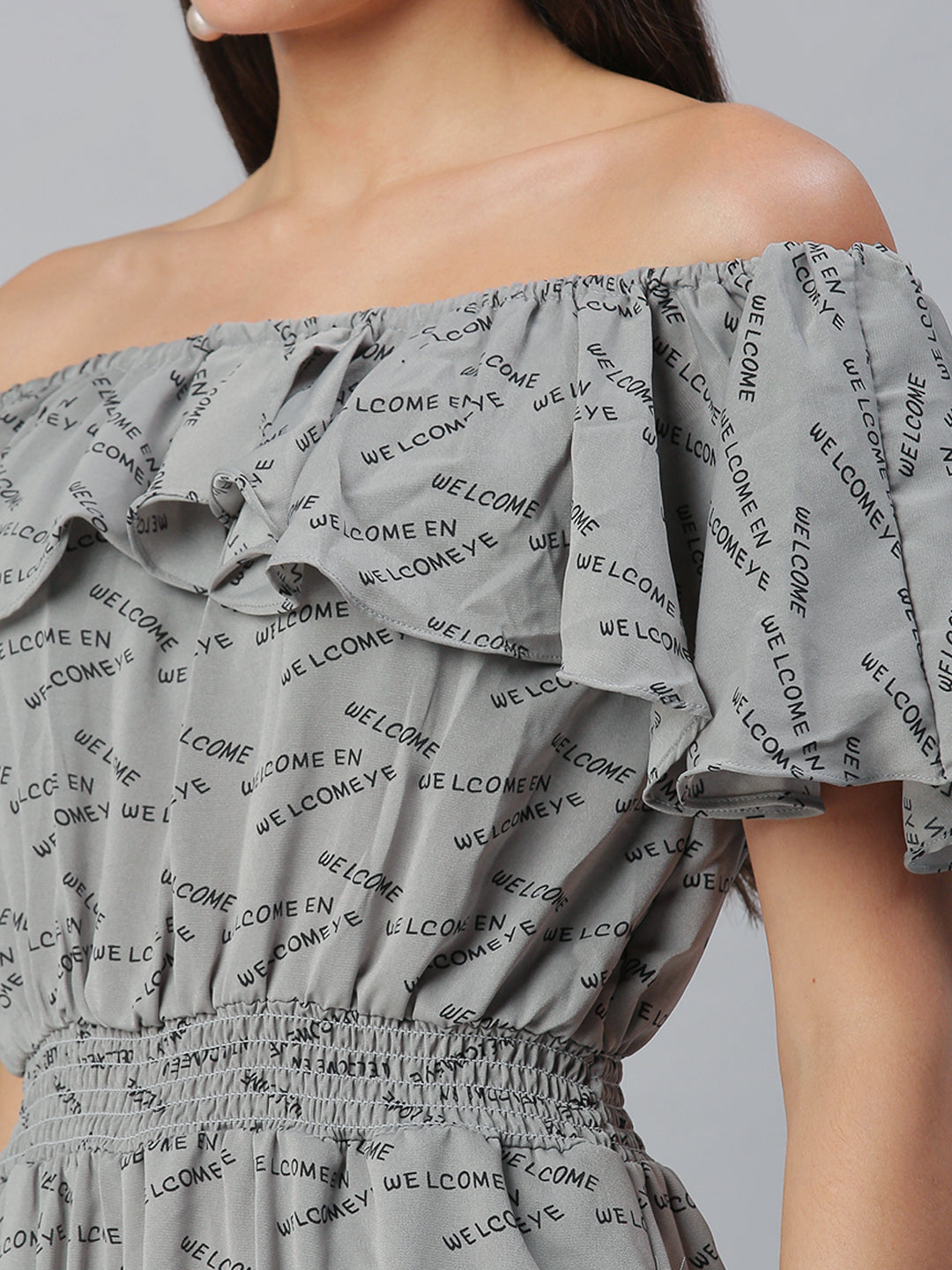 Women's Grey Printed Culotte Jumpsuit