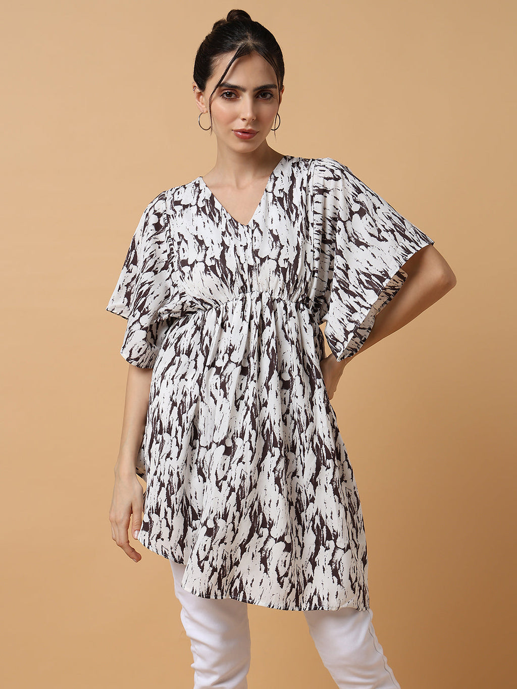 Women's White Crepe A-Line Top