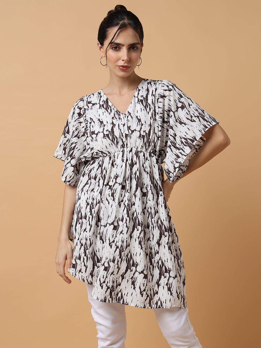 Women's White Crepe A-Line Top