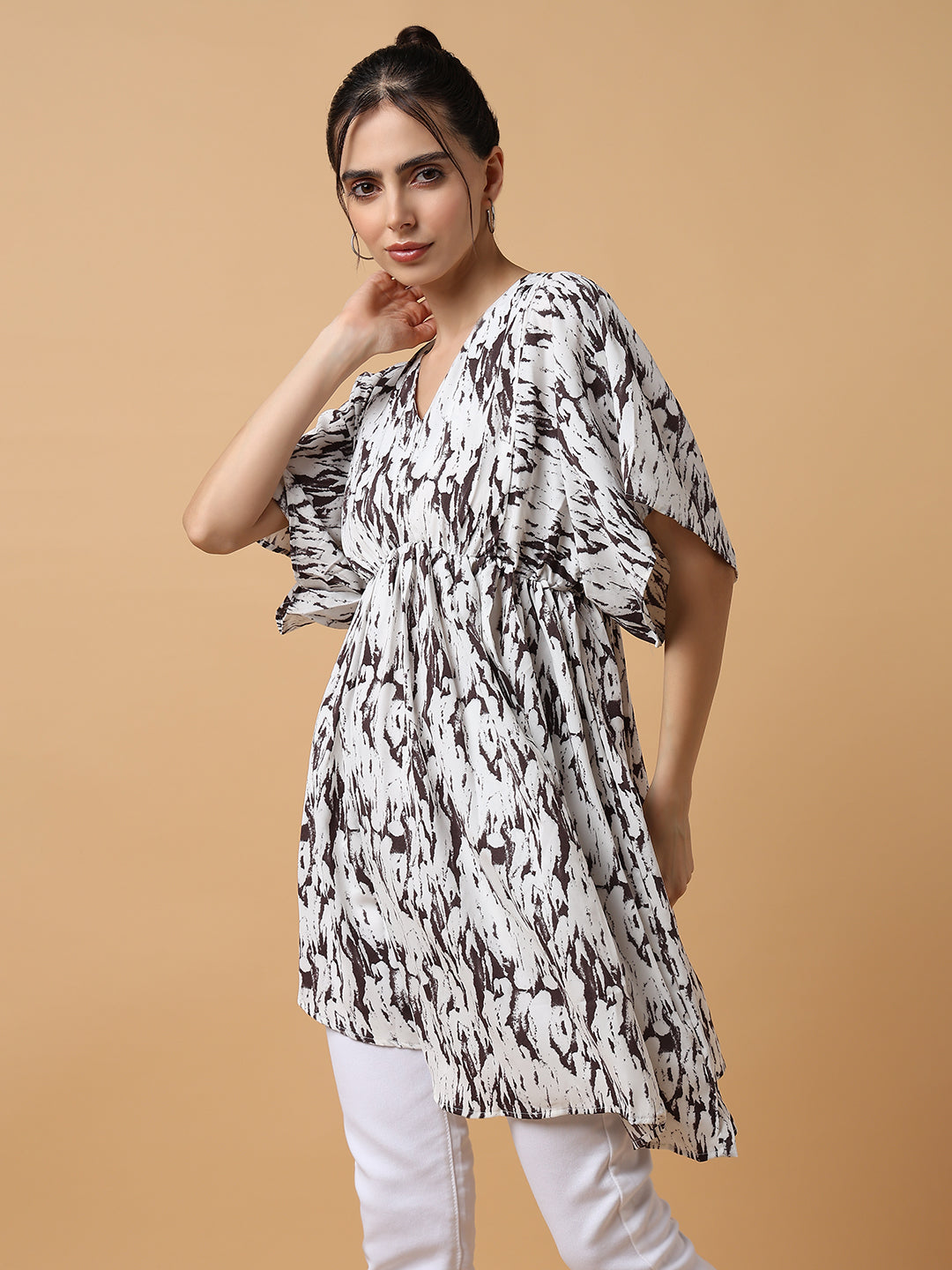 Women's White Crepe A-Line Top