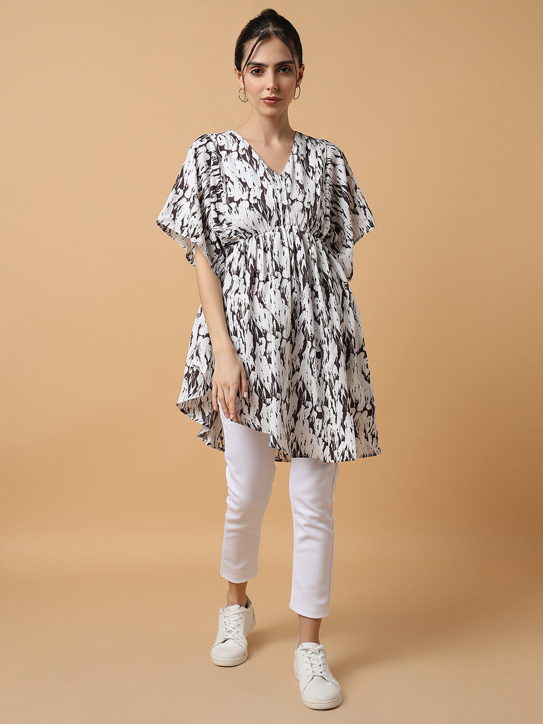 Women's White Crepe A-Line Top