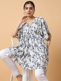 Women's White Crepe Kaftan Midi Top