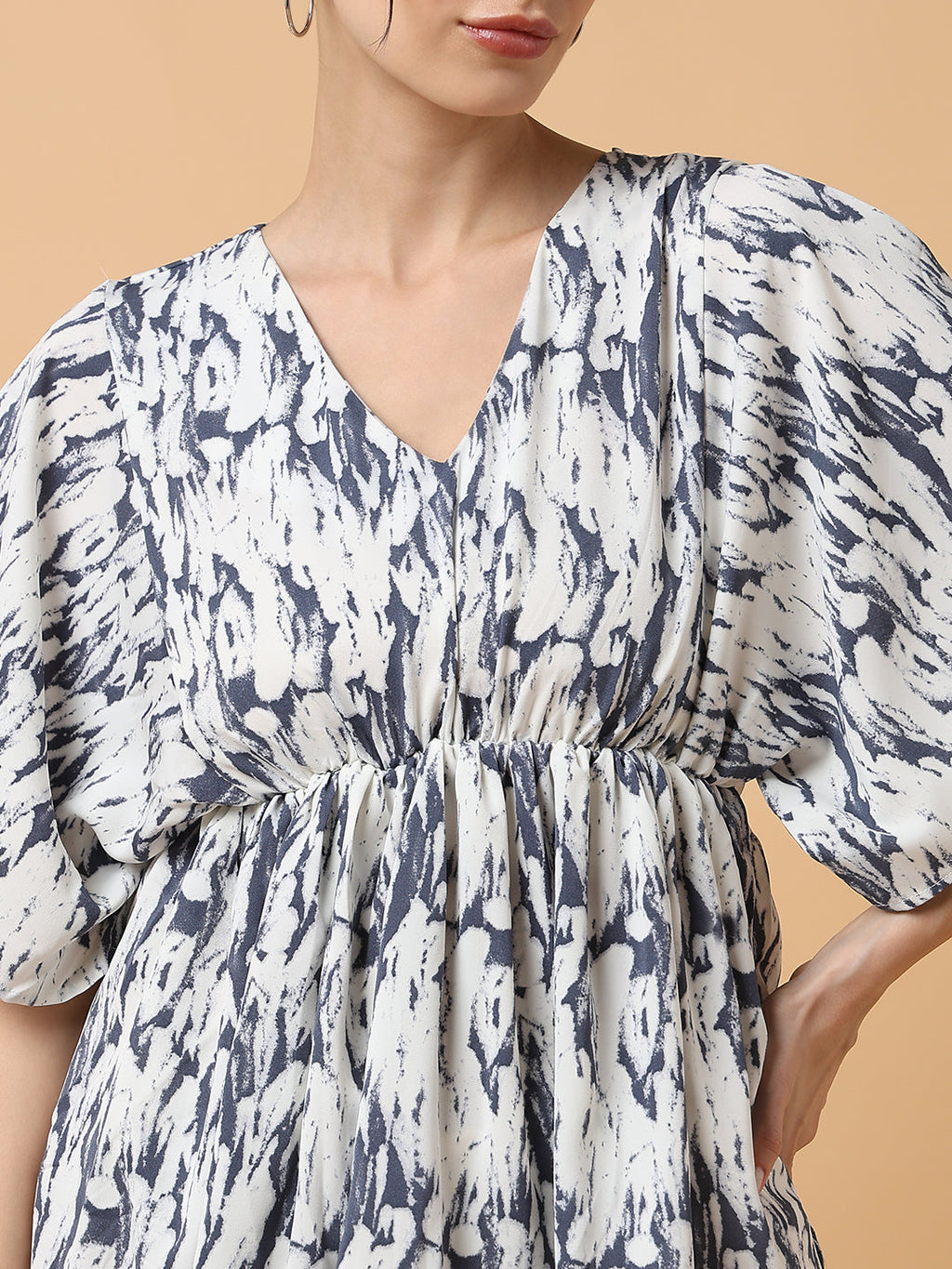 Women's White Crepe Kaftan Midi Top