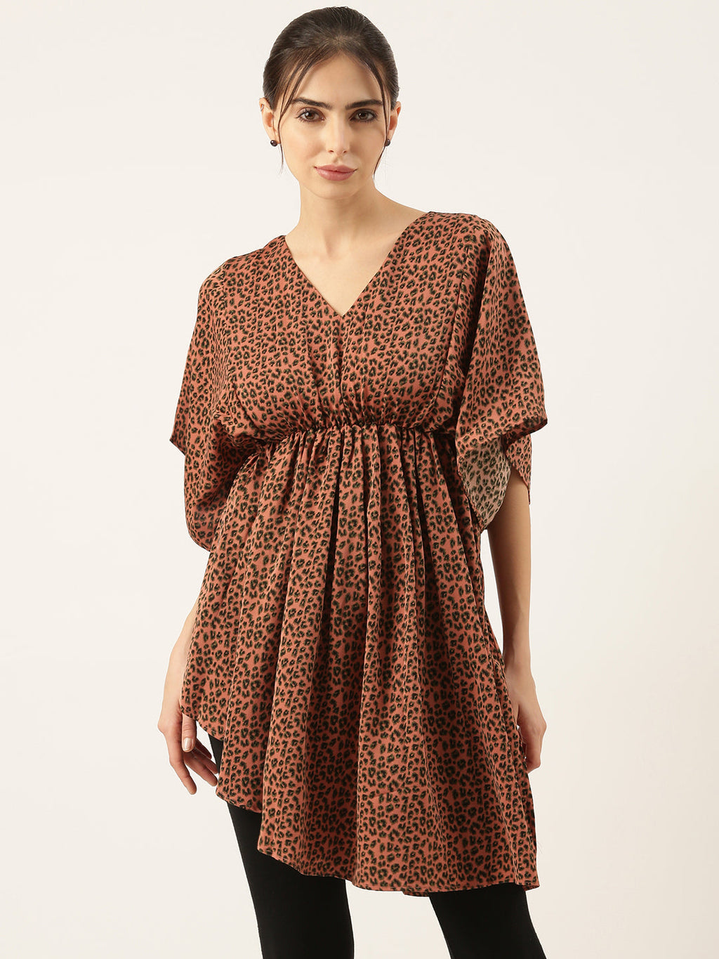 Women's Rust Animal Crepe Empire Top