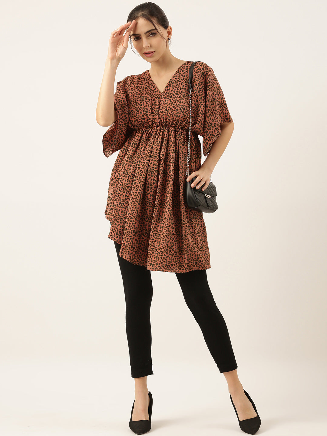 Women's Rust Animal Crepe Empire Top