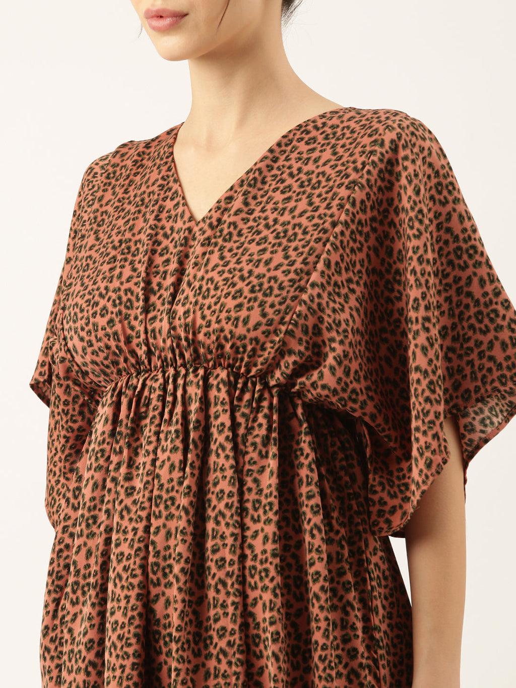 Women's Rust Animal Crepe Empire Top