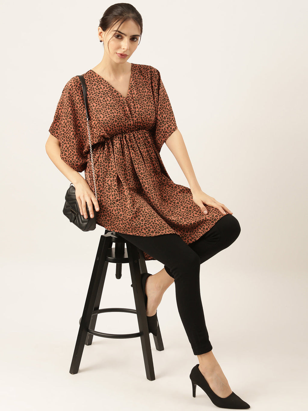 Women's Rust Animal Crepe Empire Top