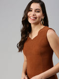 Women's Brown Scuba Solid Bodycon Mini Dress