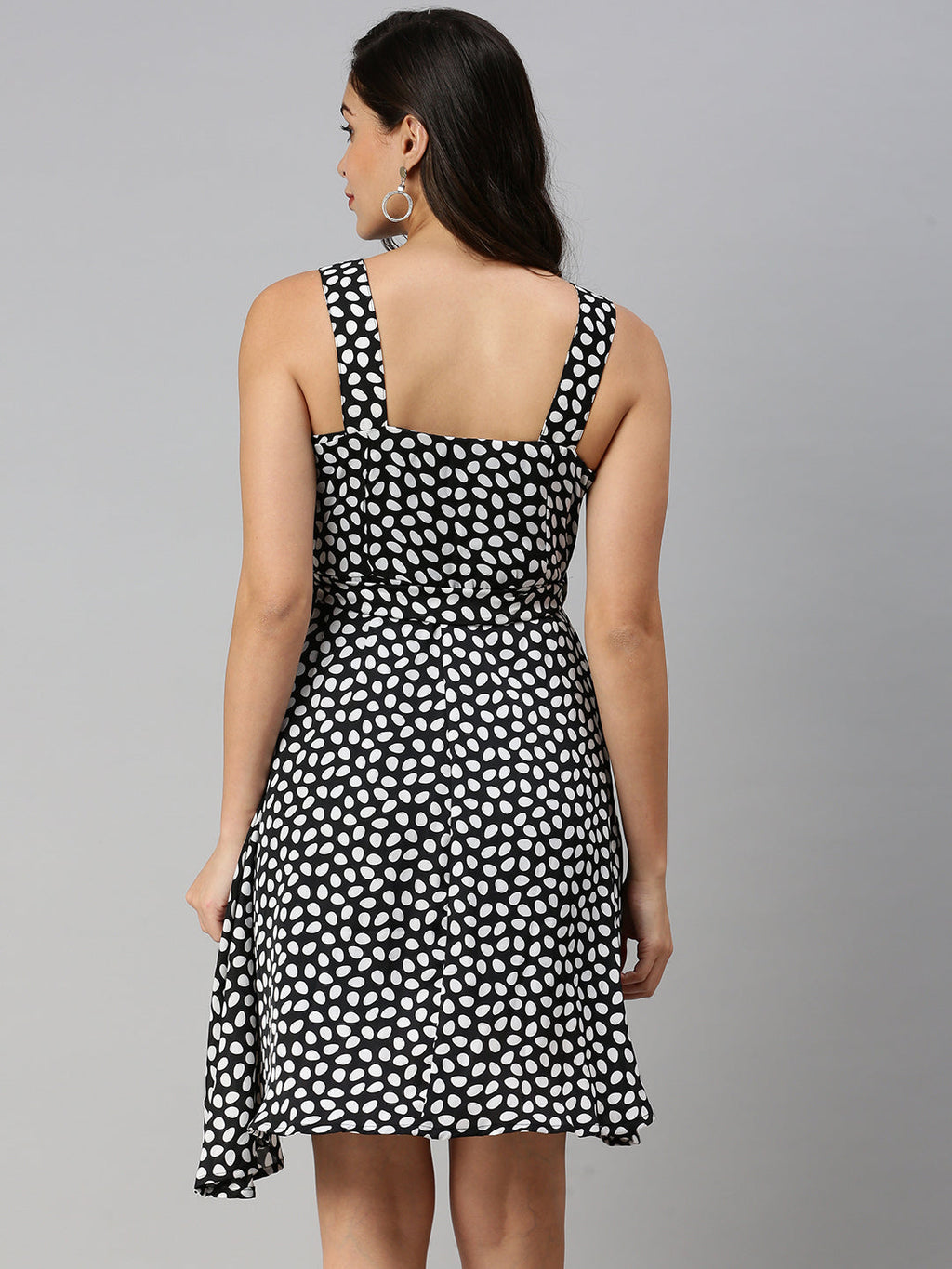 Women's Black Printed Fit and Flare Dress