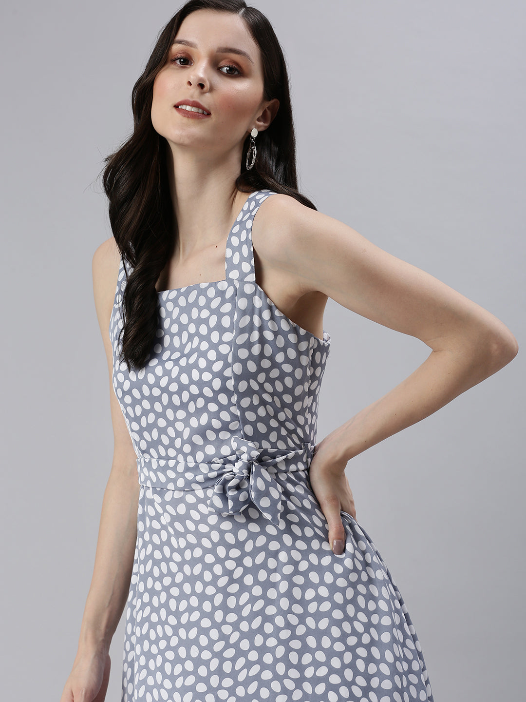 Women's Blue Printed A-Line Dress