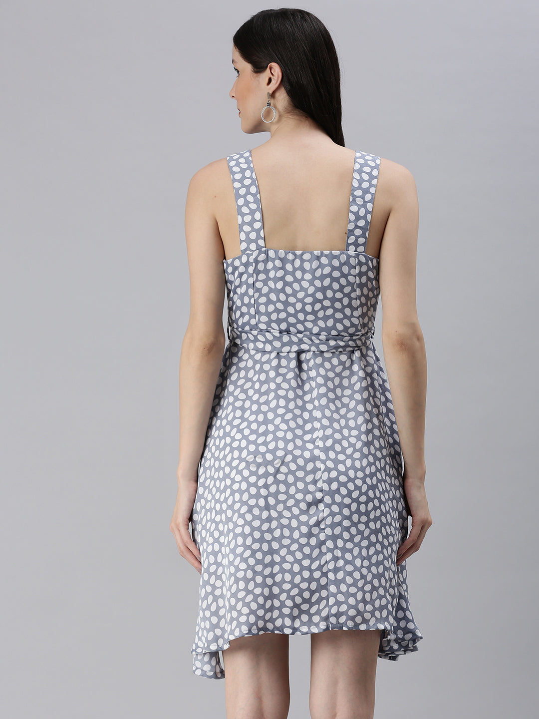 Women's Blue Printed A-Line Dress