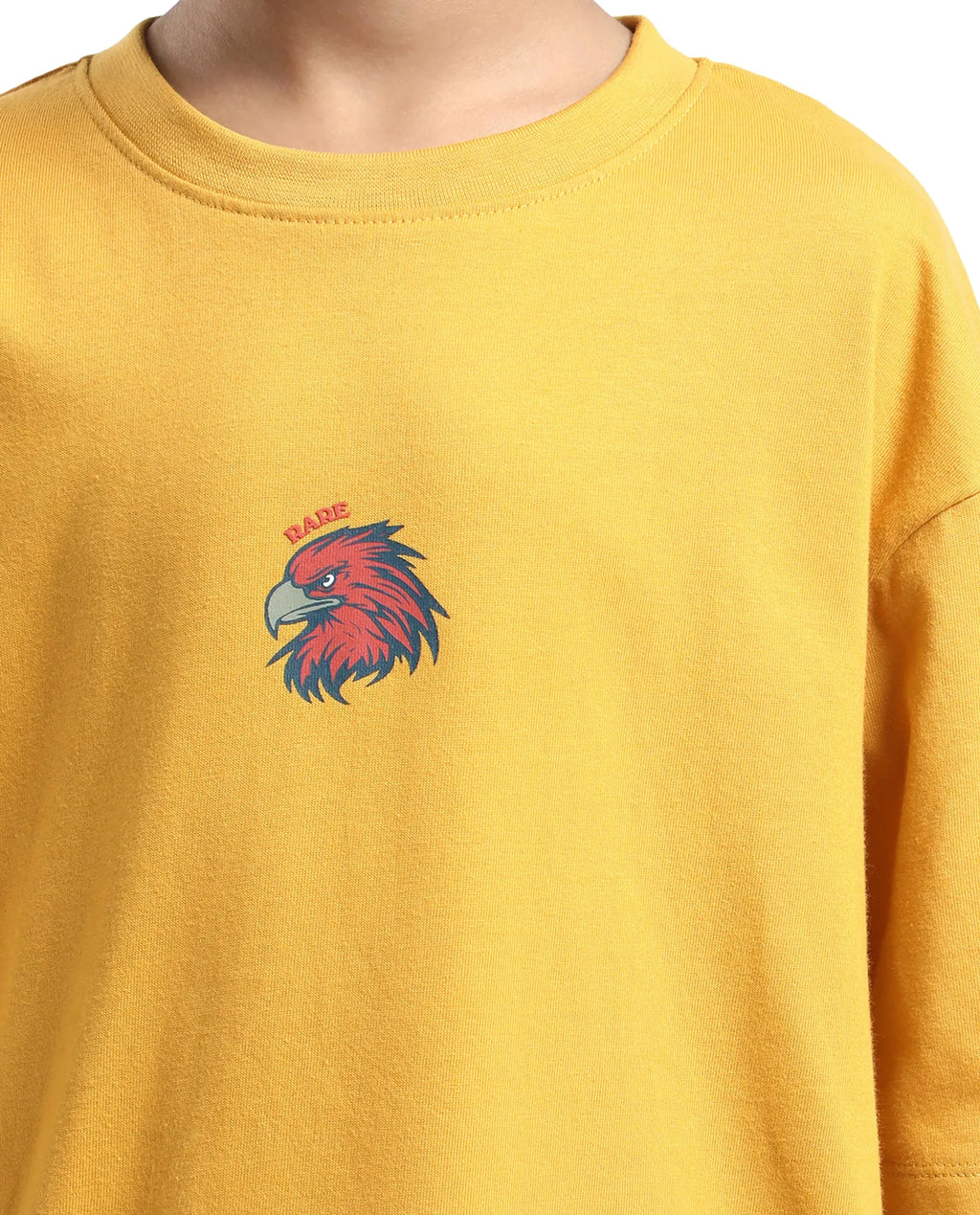 Rare Ones Kids Aerie-T Yellow Cotton Graphic Print Slip-On Oversized Fit T-Shirt