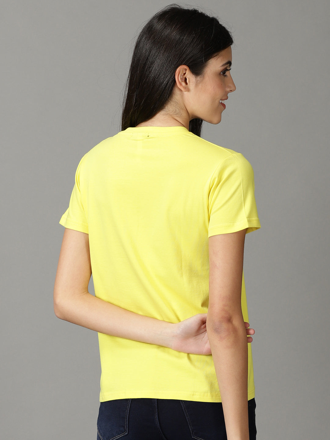 Women's Yellow Print Crepe Top