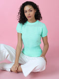 Women's Sea Green Crochet Top