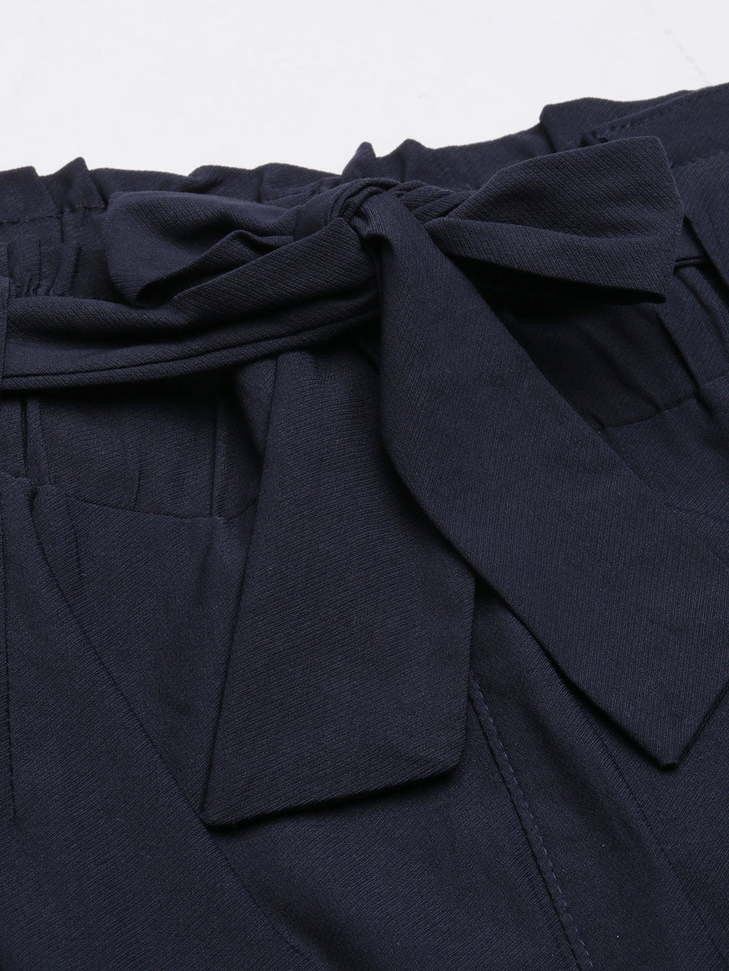 Women's Navy Blue Relaxed Slim Fit Cotton Cigarette Trousers