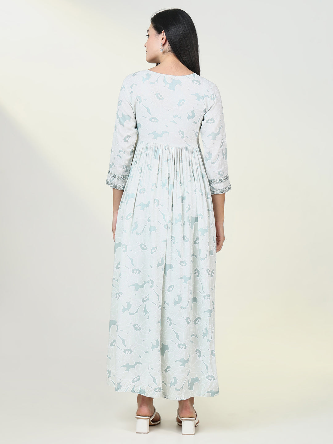 Women's Floral Sea Green Anarkali Kurta