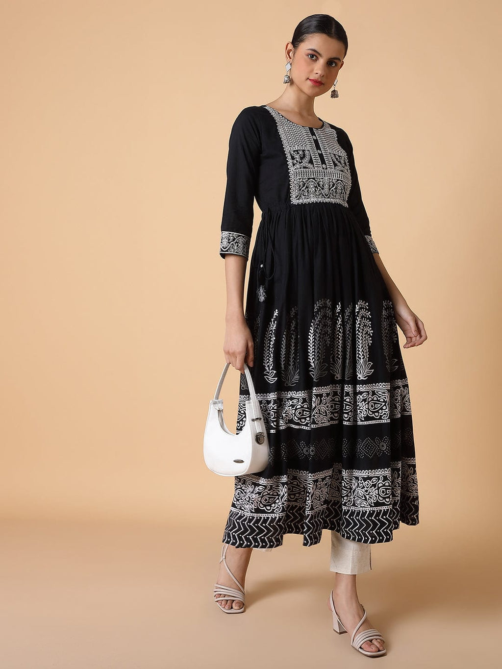 Women's Solid Black Anarkali Kurta