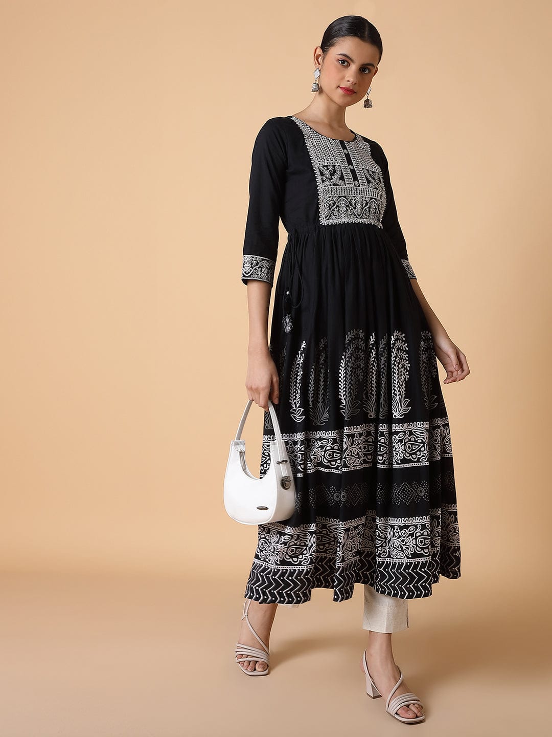 Women's Solid Black Anarkali Kurta