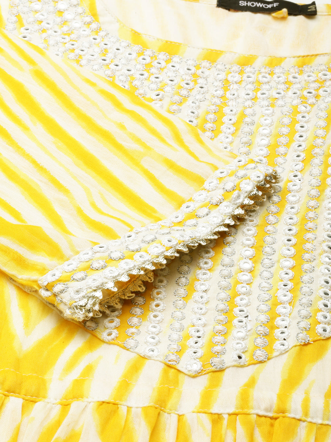 Women's Yellow Tie Dye Anarkali Kurta