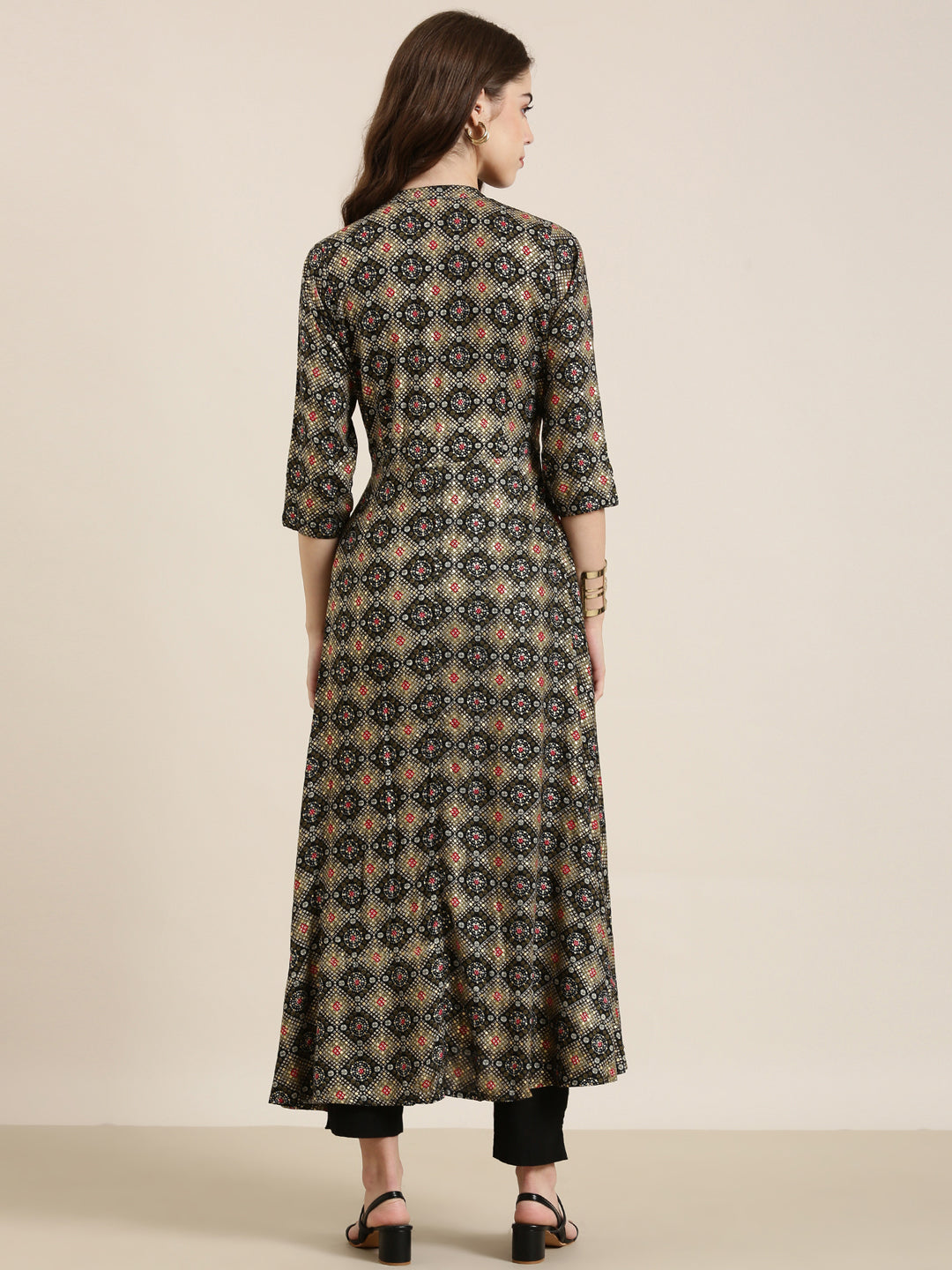 Women's Black Printed Anarkali Kurta