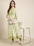 Women's Anarkali Green Floral Kurta