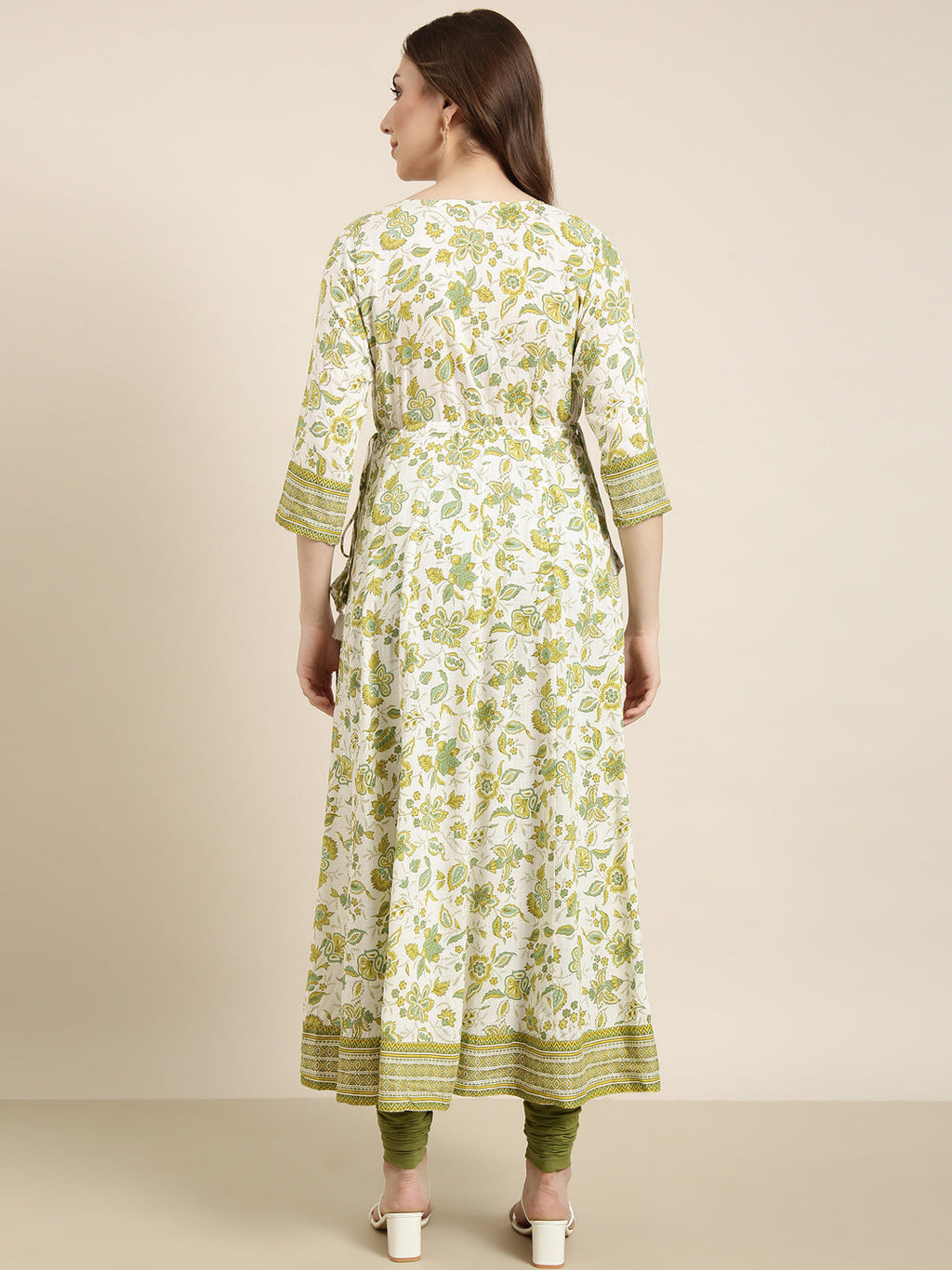 Women's Anarkali Green Floral Kurta