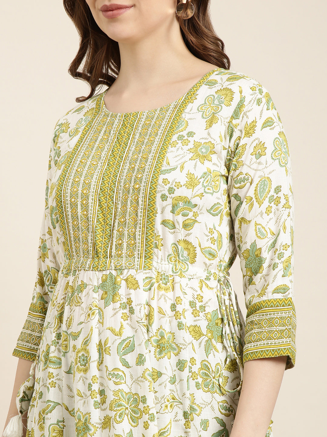 Women's Anarkali Green Floral Kurta