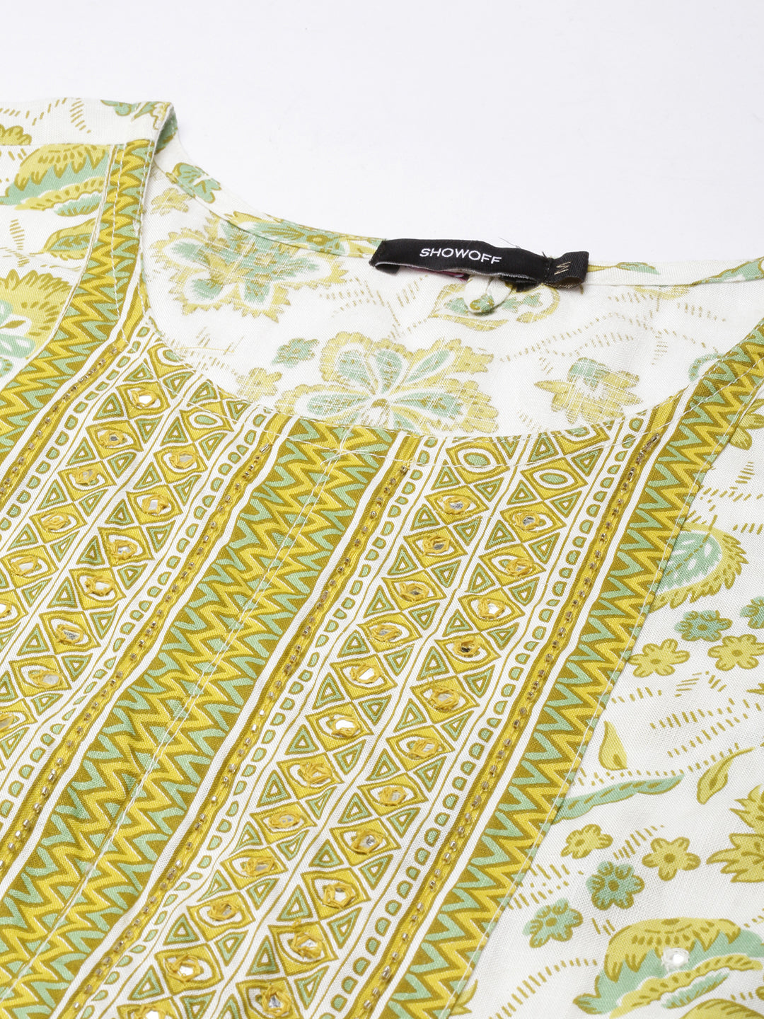 Women's Anarkali Green Floral Kurta