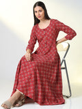 Women's Red Ethnic Motifs Anarkali Kurta