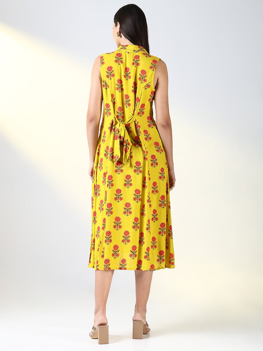 Women's Yellow Floral A Line Dress