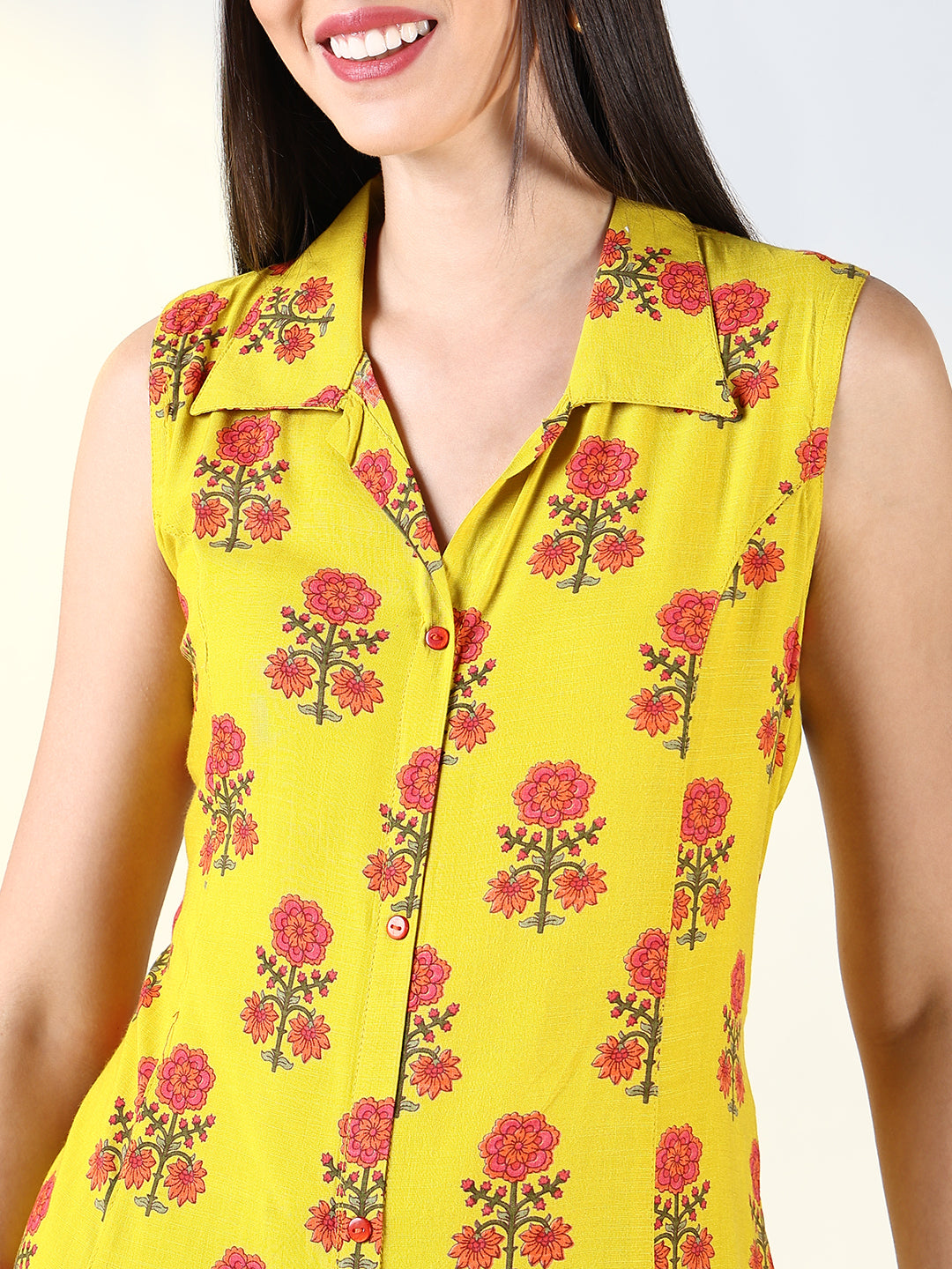 Women's Yellow Floral A Line Dress
