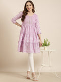 Women's A-Line Lavender Ethnic Motifs Kurta