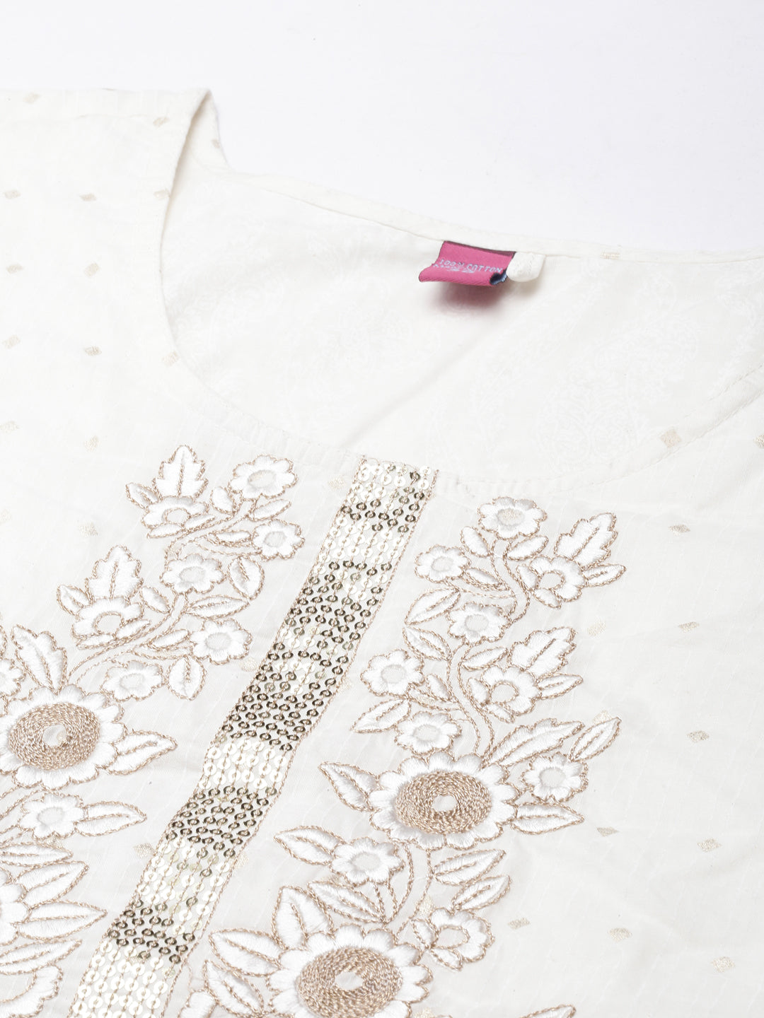 Women's A-Line Off White Ethnic Motifs Kurta