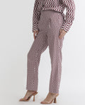 Rareism Women's Azsure-B Light Brown Cotton Geometric Print Ankle Length Tailored Trouser
