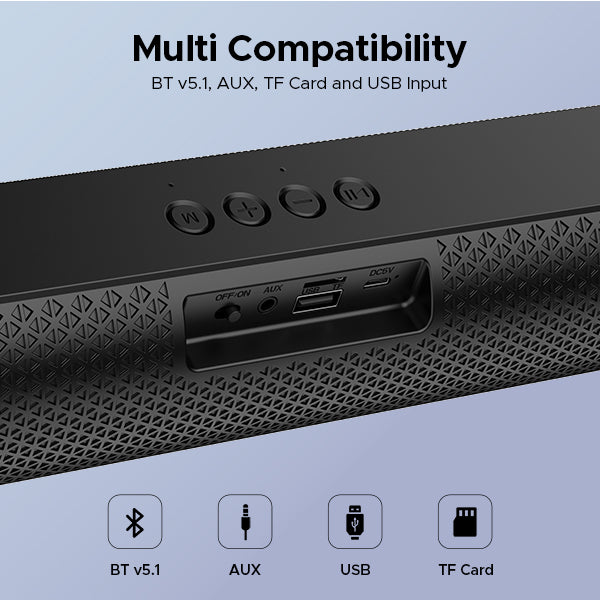boAt Aavante Bar 490 | 10W Bluetooth Soundbar, 2.0 Surround Sound, Extended Wireless Range, Multi Compatibility