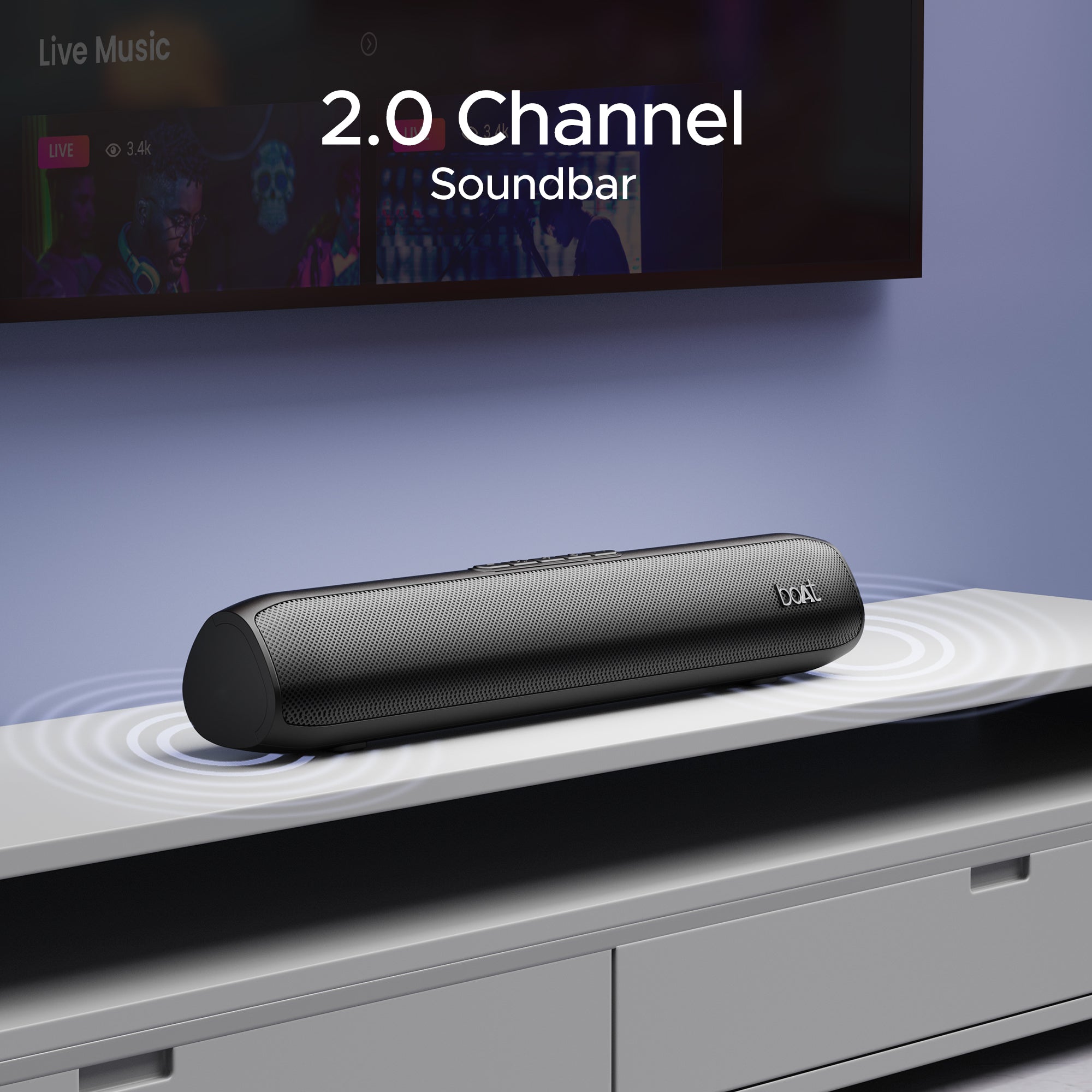 boAt Aavante Bar 520 | Soundbar with 16W RMS boAt Signature Sound, 2.0 Channel Sound, Bluetooth v5.0
