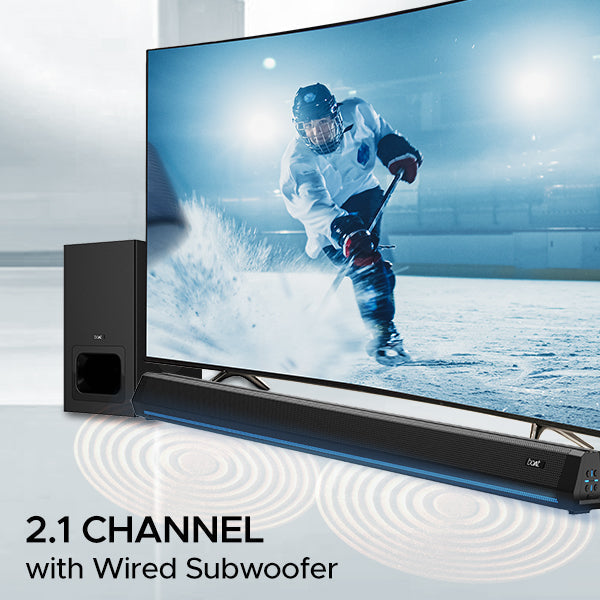 boAt Aavante Bar 2700 | Soundbar with 300W RMS Immersive Sound, 2.1 Channel Sound, Wired Subwoofer, Multi-connectivity