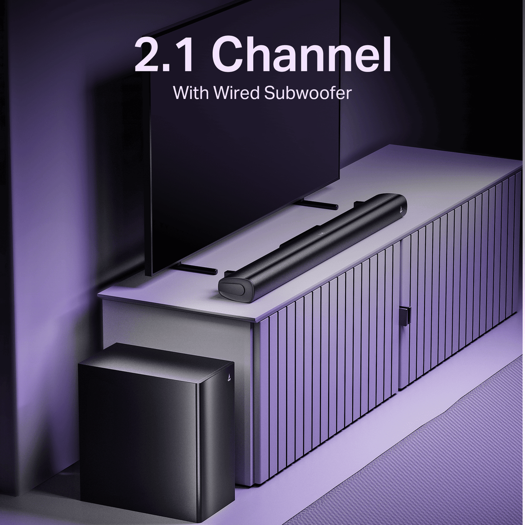 boAt Aavante 2.1 2000 | 200W Bluetooth Soundbar, 2.1 Channel with Wired Subwoofer, Multi-Connectivity, Wall Mountable