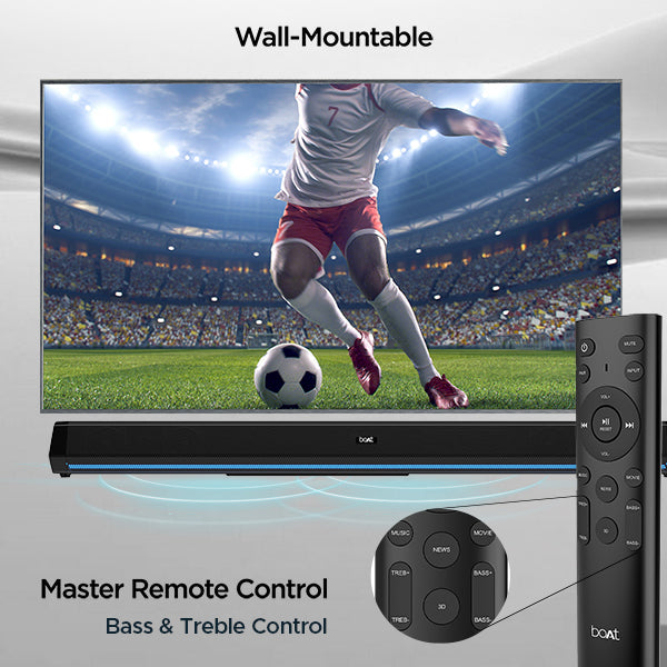 boAt Aavante Bar 2600 | 2.1 Channel 300W RMS Bluetooth Soundbar, Wired Subwoofer, Multi-connectivity