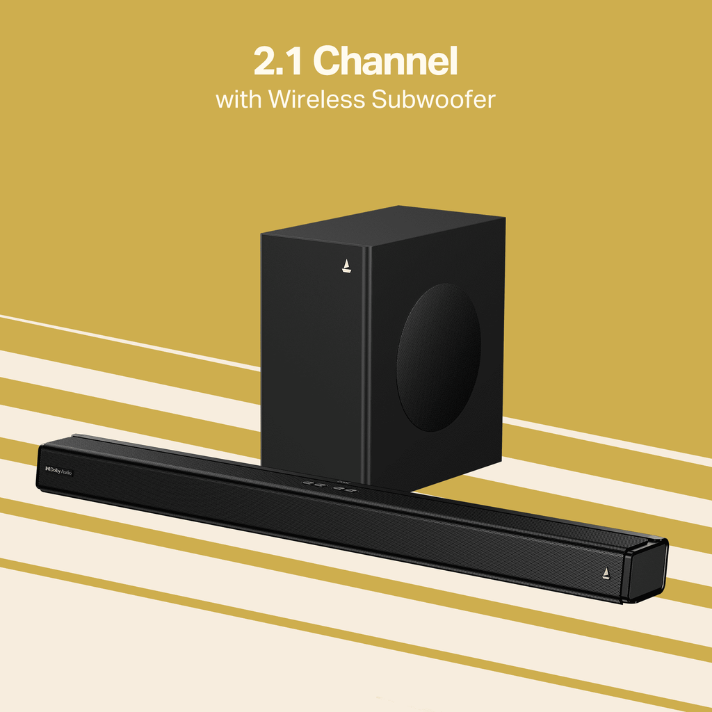 boAt Aavante 2.1 3050D | 2.1 Channel Soundbar with Dolby Audio, Wireless Subwoofer & 300W RMS Sound