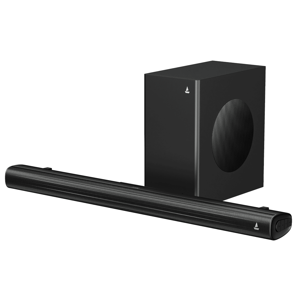 boAt Aavante Quake Plus | 200W Bluetooth Soundbar, 2.1 Channel with Wired Subwoofer, Multi-Connectivity, Wall Mountable