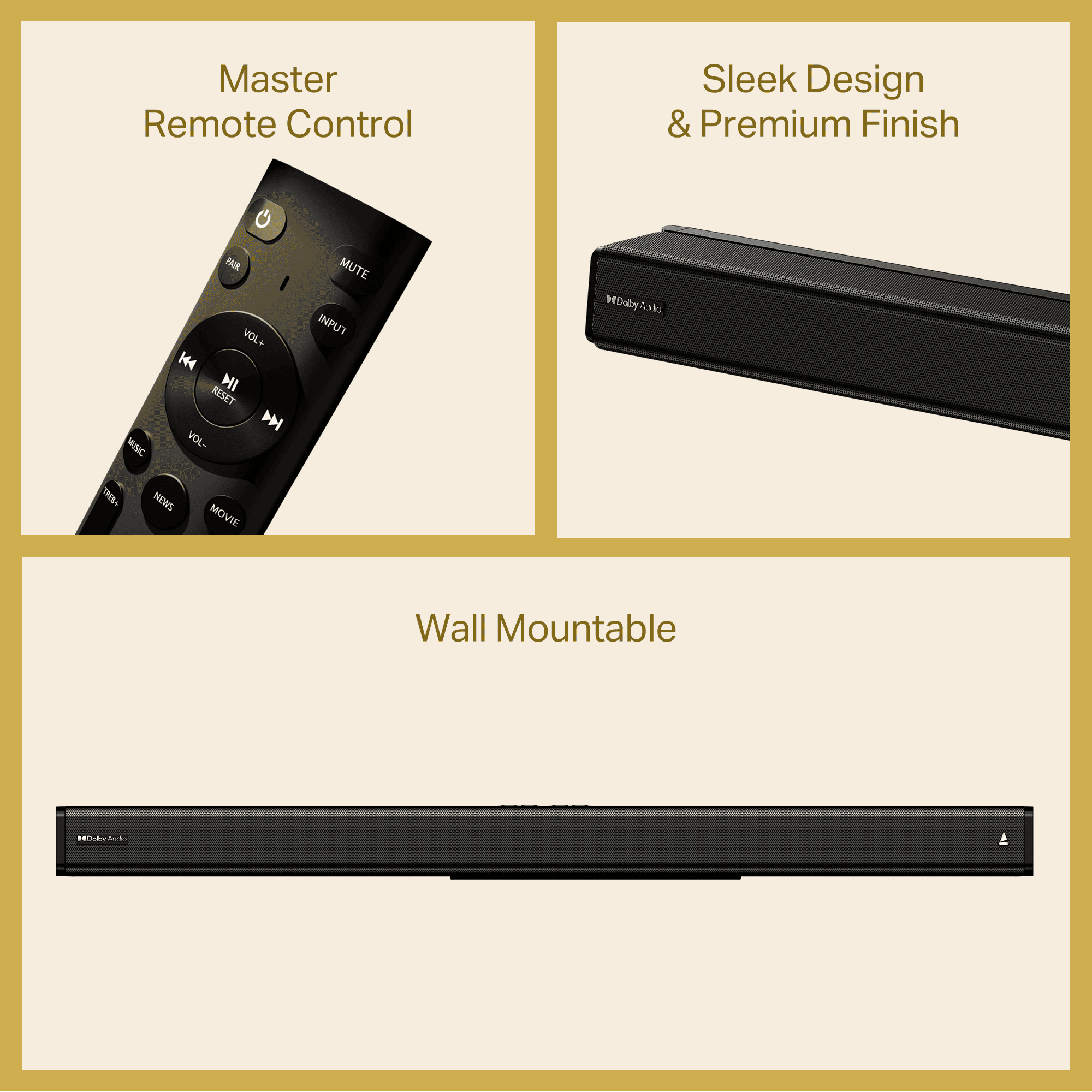 boAt Aavante 2.1 3050D | 2.1 Channel Soundbar with Dolby Audio, Wireless Subwoofer & 300W RMS Sound