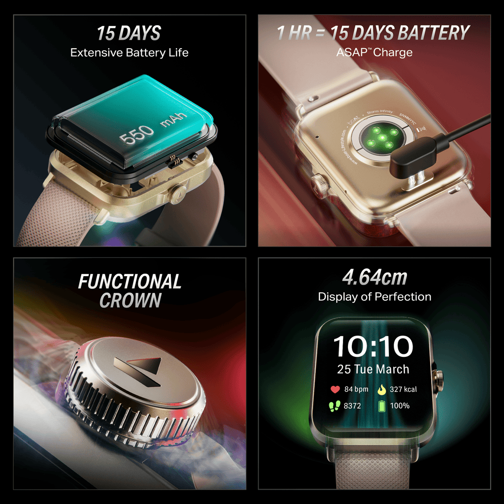 boAt Storm Infinity | Smartwatch with 1.83" HD Display, ASAP Charge, 15-Day Battery Life, Functional Crown, BT v5.4