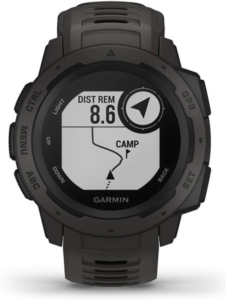 Garmin Instinct, Rugged Outdoor Watch with GPS, Features Glonass and Galileo, Heart Rate Monitoring and 3-Axis Compass, Graphite