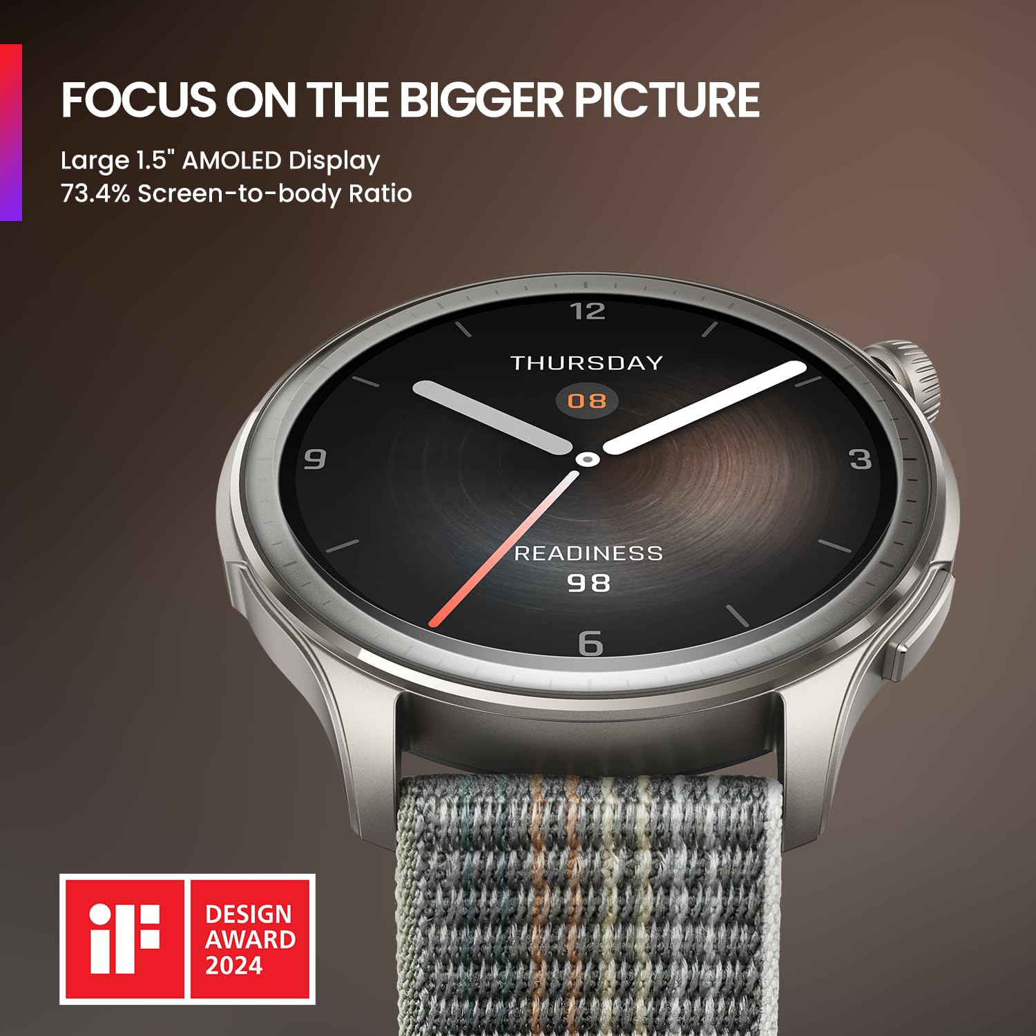 Amazfit Balance 46mm AMOLED Smart Watch, Body Composition, 14 Days Battery, Dual-Band GPS, BT Calling, VO2 Max, Aluminium Alloy Frame, Temperature Sensor, Train Smarter with AI Zepp Coach(Sunset Grey)