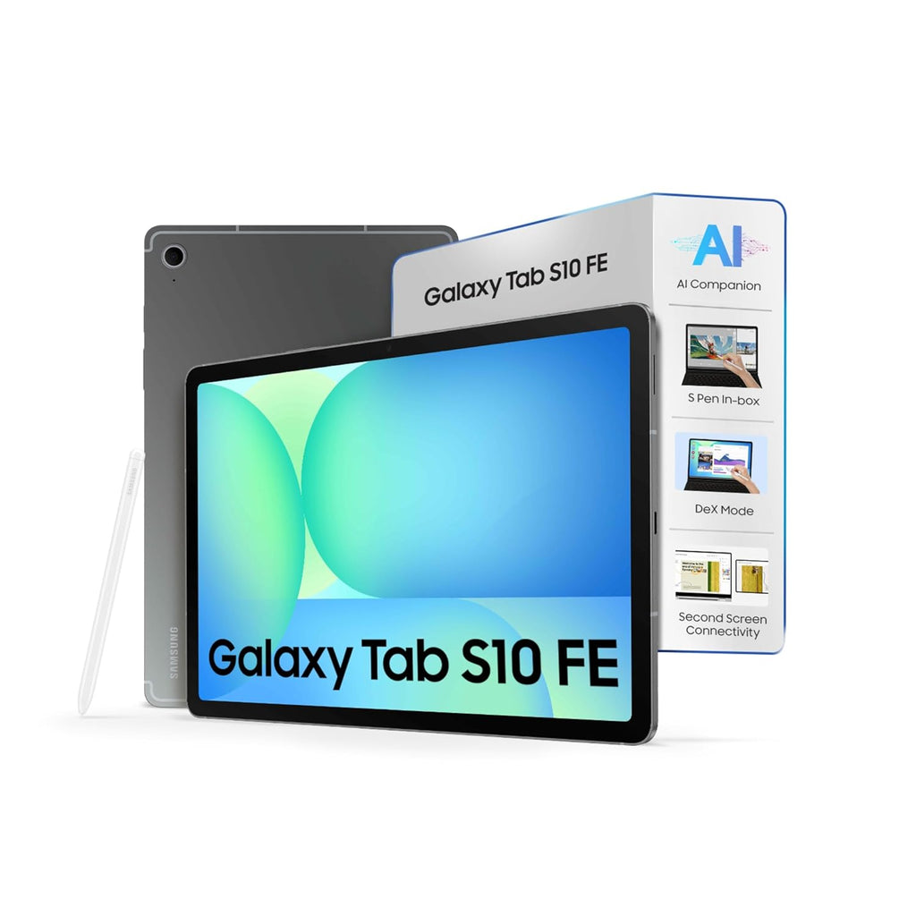 Samsung Galaxy Tab S10 FE, S Pen in-Box, 27.7 cm (10.9 inch) LCD Display, 12 GB RAM, 256 GB Storage, Wi-Fi + 5G Tablet, Gray