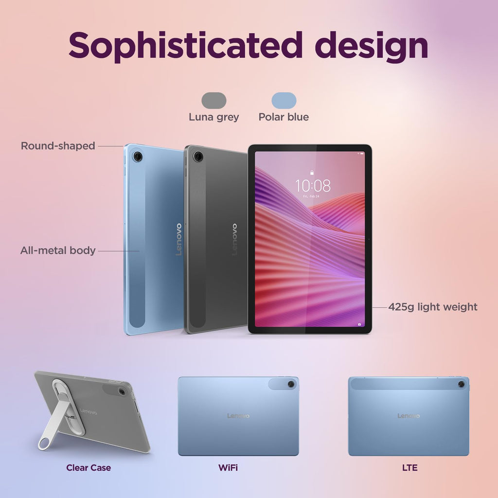 Lenovo Tab | 10.1" Display | Wi-Fi Only | 4 GB RAM + 64 GB ROM (Expandable up to 1 TB) | Metal Body | Dual Speakers with Dolby Atmos | Android 14 | Color: Luna Grey