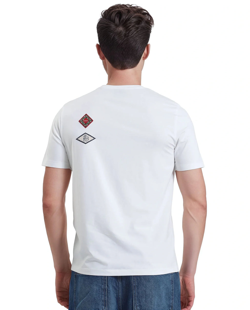 Rare Rabbit Men's Bale White Cotton Graphic Print Relaxed Fit Half Sleeve Crew Neck T-Shirt