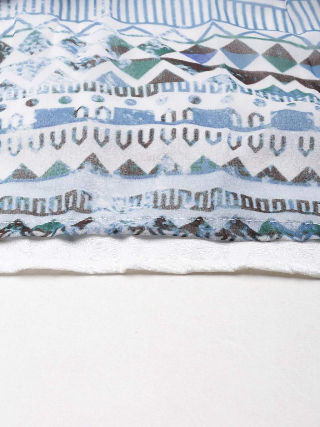 Women's Blue Tribal Printed Shoulder Straps Fit & Flare Dress With Shrug